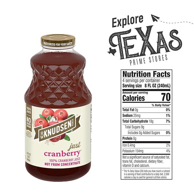 R.W. Knudsen 2-Pack Just Cranberry Fruit Juice 32 fl oz Glass Bottle