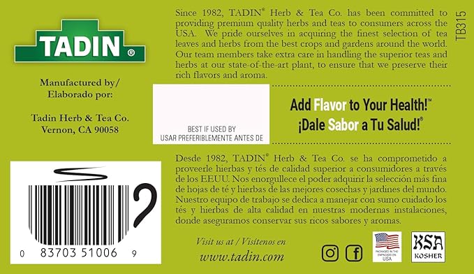 Tadin Riosan Tea Herbal Tea Caffeine Free Decaffeinated 24 Tea Bags Per Box Pack of 6