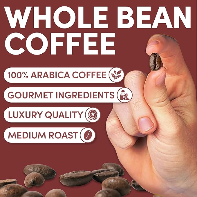 2 lb Hazelnut Whole Bean Coffee | Hazelnut Flavored Coffee Beans | Bulk Medium Roast Nutty Whole Bean | Specialty Grade | 32 oz