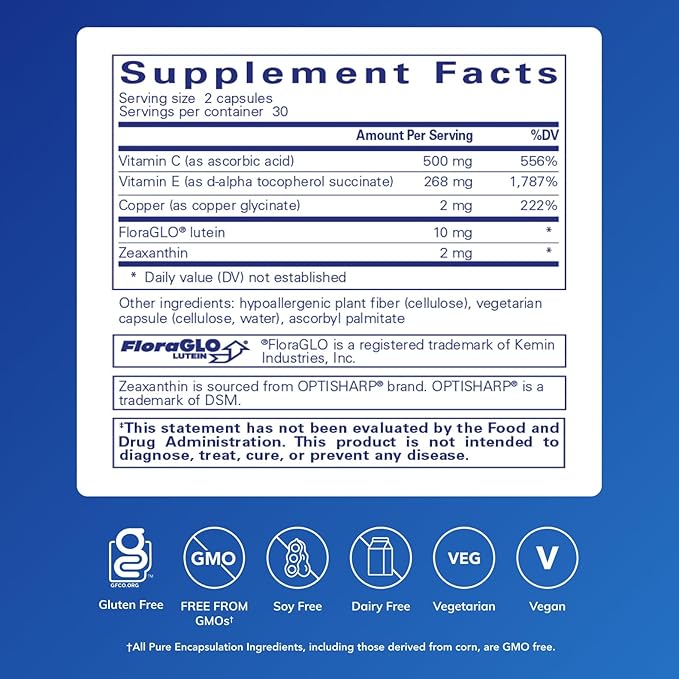 Pure Encapsulations EyeProtect Basics Without Zinc | Key Antioxidant Support for Eye Health | 60 Capsules