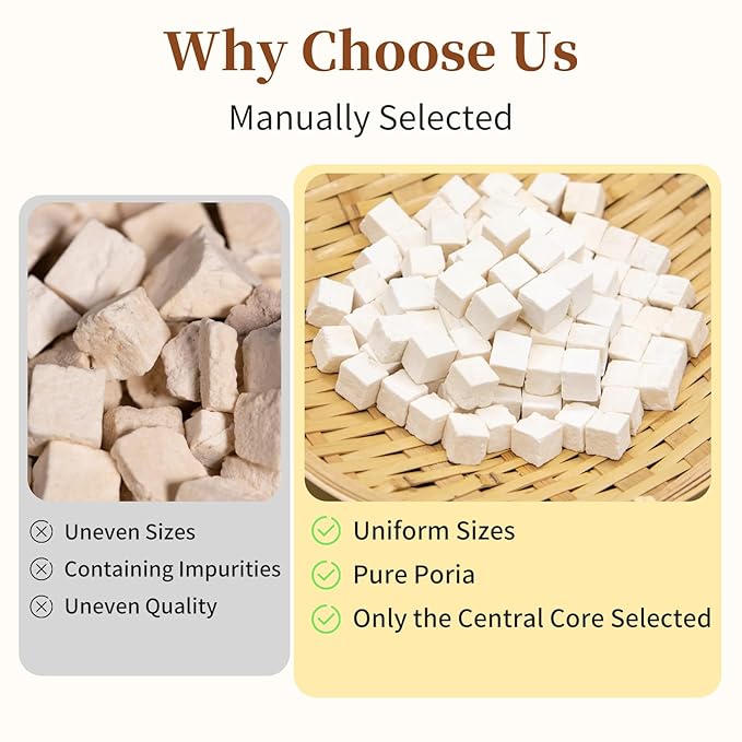 Wanhua Hall Poria Cocos Fu Ling Premium Poria Cocos Fungus Sulfur Free 茯苓 茯苓粒 12.7oz/ 360g 백복령