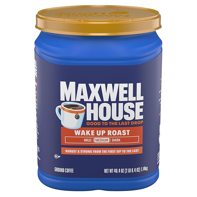 Maxwell House Ground Coffee Kosher 1 Canister for Mornings and Afternoon Pick-Me-Ups Wake Up Roast Medium Roast 40.4 oz