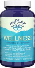 myPEAK Wellness Award-Winning Vegan Multivitamin with ElevATP Ancient Peat Extract Natural Astaxanthin Iron Resveratrol and Alpha GPC Immunity Booster All-in-One for Men and Women 90 Count