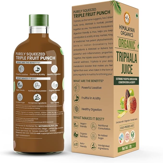 HIMALAYAN ORGANICS Organics Organic Triphala Juice | Supports Metabolism Immunity | Natural Cold-Pressed Organic Juice with Anti-Oxidants. (1L)