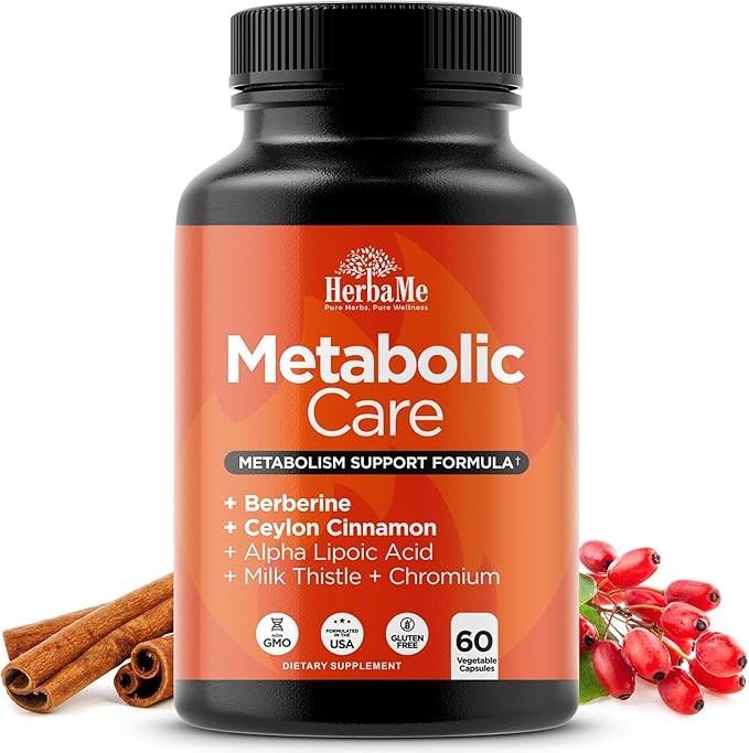 Berberine Supplement with Ceylon Cinnamon Chromium Alpha Lipoic Acid Metabolic Care Supports Metabolism &amp Cardiovascular Health and Immune System Helps Maintain Steady Energy Levels