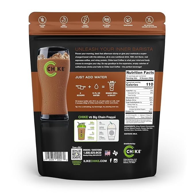 Chike Mocha High Protein Iced Coffee 20 G Protein 2 Shots Espresso 1 G Sugar Keto Friendly and Gluten Free 24 Servings (27.1 Ounce)
