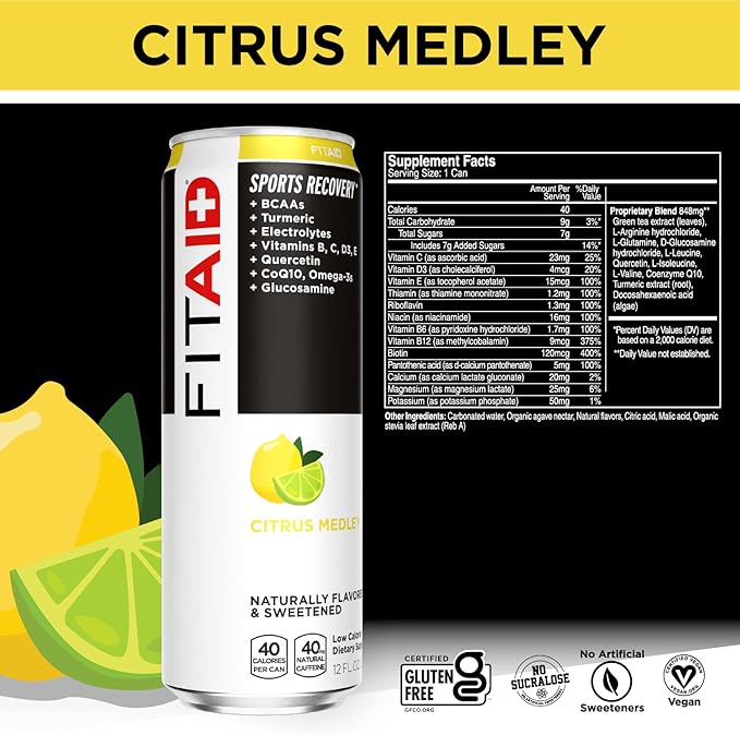 FITAID Post-Workout Recovery Drink Variety Sampler Pack No Artificial Flavors or Sweeteners 100% Clean Vegan Gluten-Free Keto-Friendly Paleo Friendly 4 Flavors (Pack of 12)