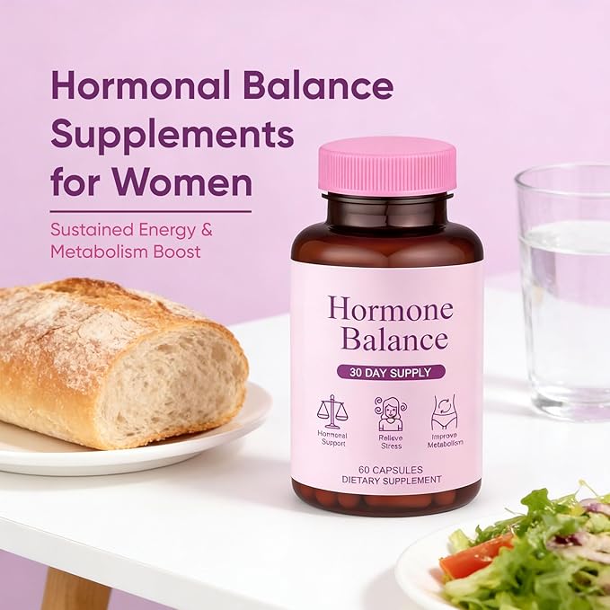 Hormone Balance for Women | Dietary Supplement Supports Healthy Cortisol Levels &amp Stress Relief | Mood Sleep Energy | Ashwagandha Ginseng Maca | 60 Capsules