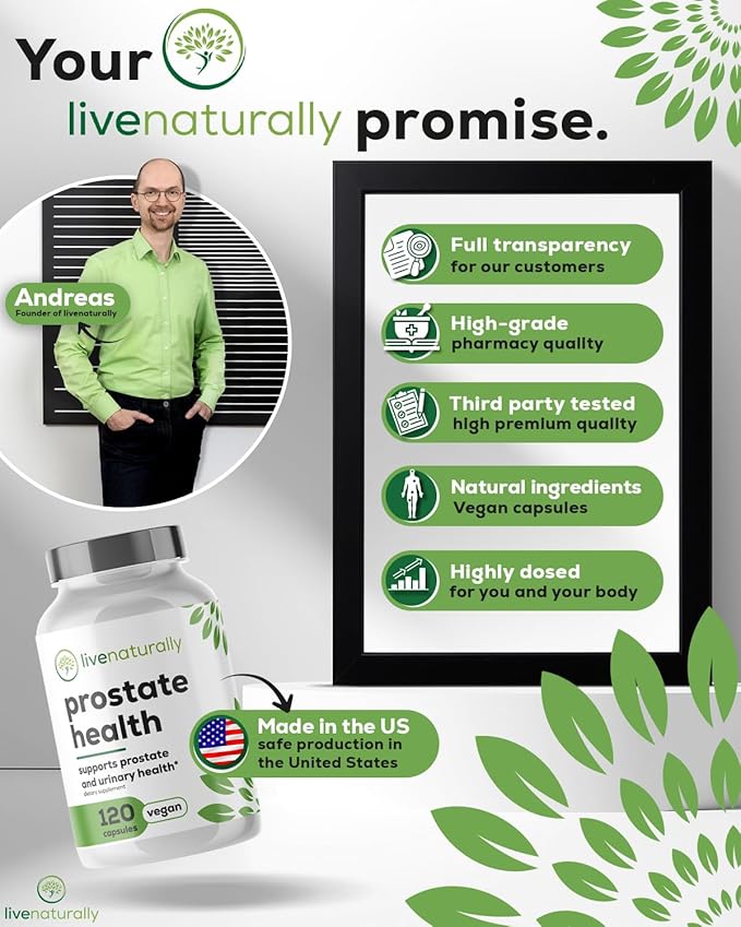 Prostate Health Supplement for Men Advanced Formula with Saw Palmetto Pumpkin Seed Stinging Nettle Root Zinc Selenium and Vitamin E 120 Capsules Urinary and Prostate Support