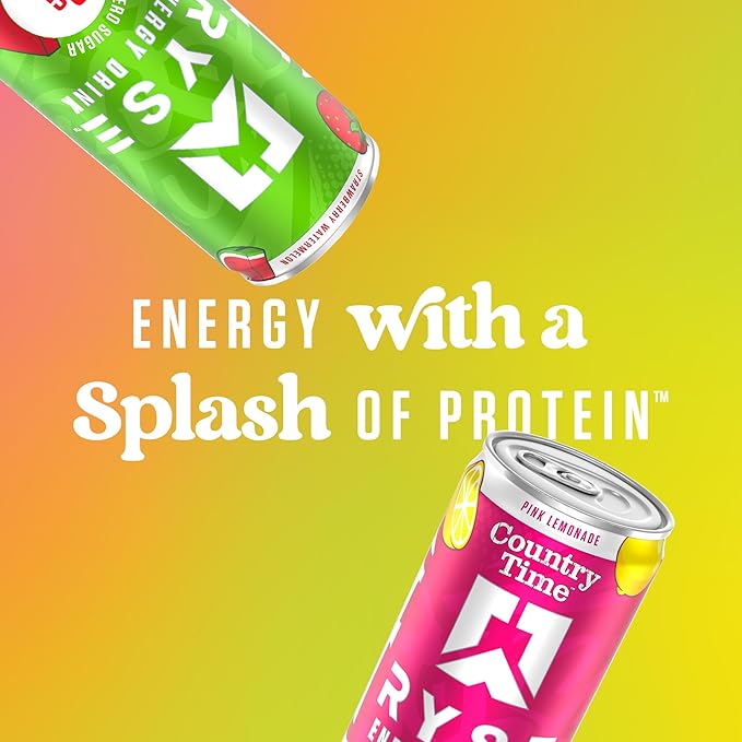 RYSE Functional Energy Drink - 5 Flavors Variety Pack - 150mg Natural Caffeine 8g Whey Protein &amp 1g Prebiotics - Sugar Free Gut-Friendly Bloat-Free - 12 fl oz Cans (12-Pack)