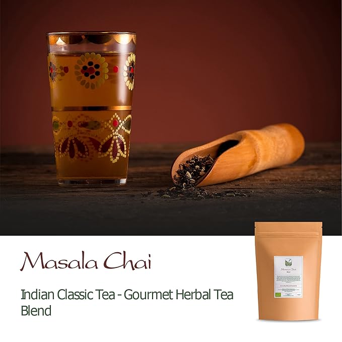 Masala Chai Organic Black Tea - Indian Black Tea Blended With Spices - Loose Leaf Englisch Style Breakfast Tea Organic Masala Chai Tea Black Chai Indian Chai Tea Chai Spice Black Tea Indian Tea