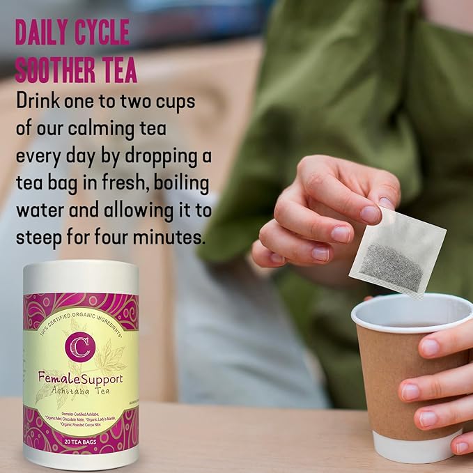 Dr. Cowan’s Garden Organic Ashitaba Tea - 20 Teabags - Female Support Hormone Balance - Supports Periods &amp PMS Healthy Cycle Tea with Mint Chocolate Maté Lady’s Mantle &amp Ashitaba Herbs Grow