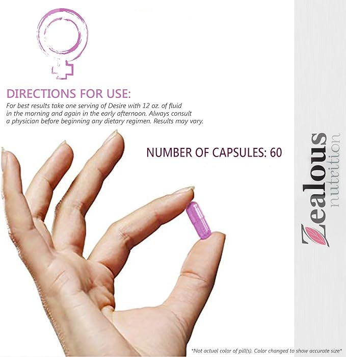 Desire Female Drive Enhancement Pills for Women – Libido Support Supplement – Passion Excitement &amp Sensitivity Support - Energy &amp Vitality Formula - Daily Female Wellness Capsules (1 Pack)