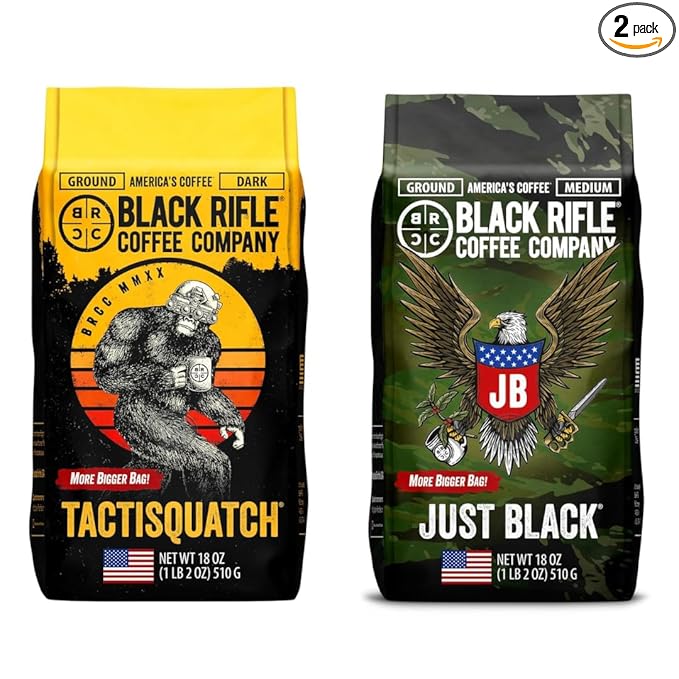 Black Rifle Coffee Company Medium and Dark Roast Ground Coffee Variety 2 Pack 18 OZ Bags