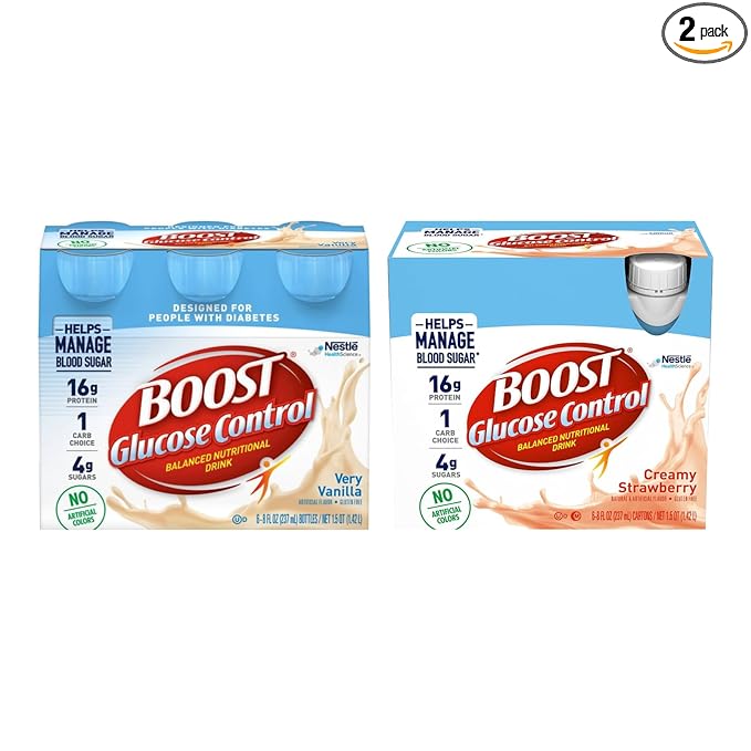 Boost Nutritional Drink Variety Pack 1 Pack Vanilla &amp 1 Pack Strawberry 6-8 fl oz Bottles/Pack (2 CT Variety Pack)