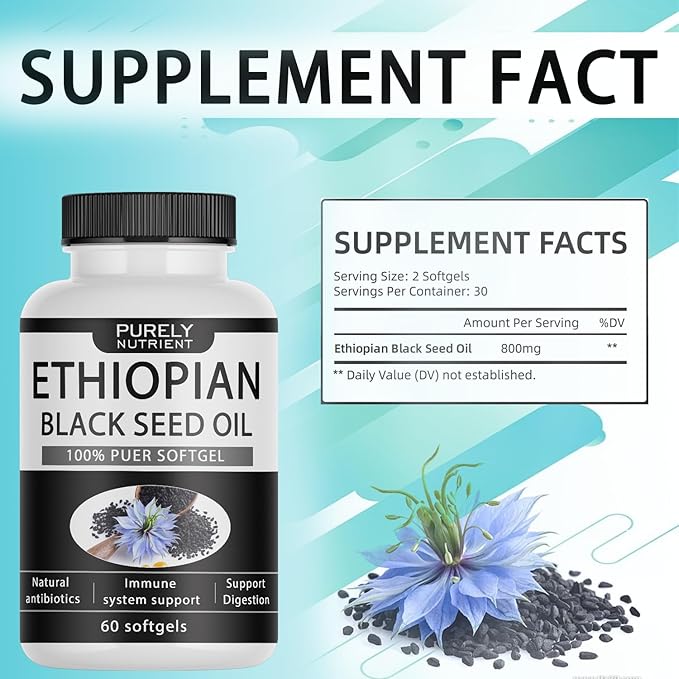 Purely Nutrient Ethiopian Black Seed OilNon-GMO Gluten-Free60 Count1pc