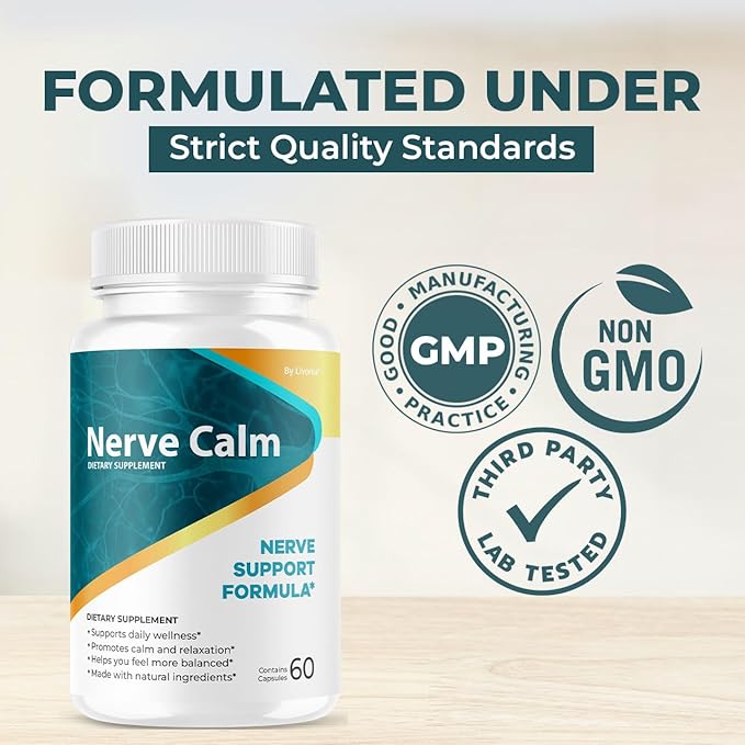 (5 Pack) Nerve Calm Capsules - Official NerveCalm Premium Formula Supplement Pills Advanced Support Formula for Wellness &amp Overall Health All Natural Nerve Calm Reviews 300 Capsules for 5 Month