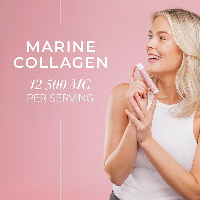 Swedish Collagen Deluxe | 12500 mg Hydrolyzed Marine Collagen Liquid Supplement - 20 x 25 ml Daily Shots | Hyaluronic Acid Biotin and Vitamin C for Healthy Hair Skin Nails and Joints | Sugar-Free