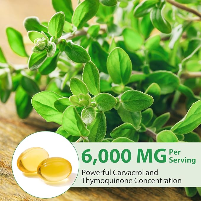Oil of Oregano with Black Seed Oil 2 Pack 6000mg Oregano Oil Capsules Organic 240 Softgels 165mg Carvacrol Non-GMO Immune Support Supplement