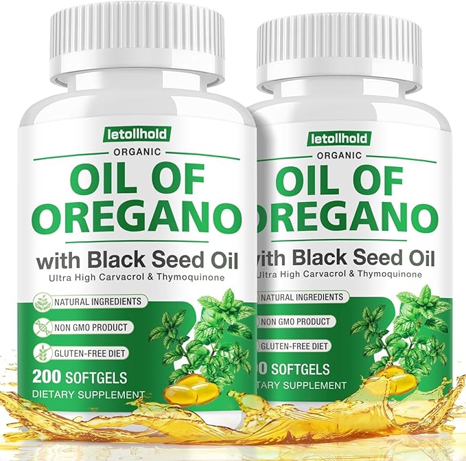 Oil of Oregano with Black Seed Oil 400 Softgel Oregano Oil Oapsules Organic High Carvacrol Immune &amp Antioxidant Support