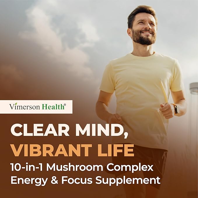 Mushroom 10x Complex with Lions Mane Extract Turkey Tail Cordyceps Reishi Shiitake Chaga &amp Maitake for Cognitive Support – Vegan Mushroom Supplement Blend for Natural Energy &amp Focus – 60
