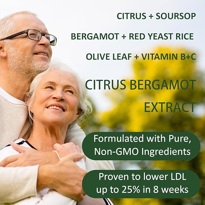 Red Yeast Rice Cleanse with Citrus Bergamot Olive Leaf and Black Pepper Non-GMO Herbal Daily Wellness Supplement 30 Servings