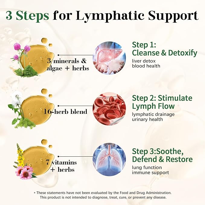 26-in-1 Liposomal Lymphatic Drainage Drops Echinacea Turmeric Elderberry Dandelion Vitamins and Mullein Drops for Lungs Lymphatic Immune Support Liver Cleanse Detox &amp Repair 2 fl oz