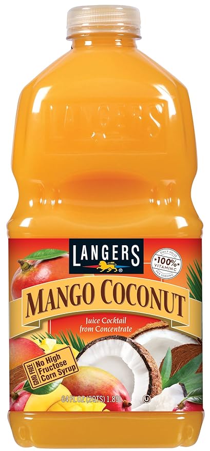 Langers Juice Mango Coconut Cocktail 64 Fl Oz (Pack of 8)