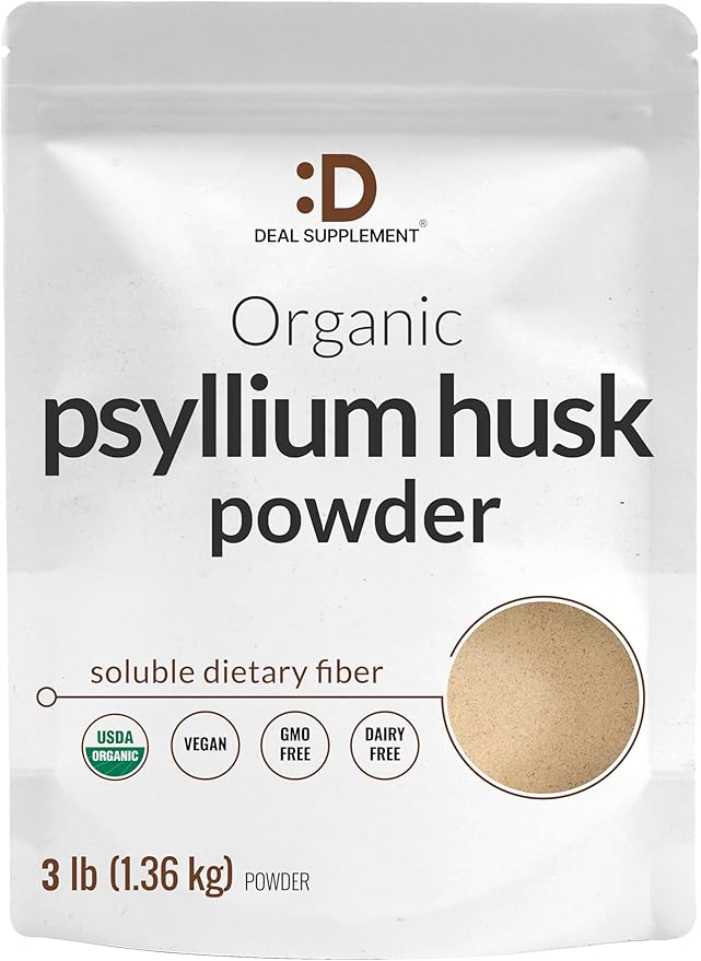 DEAL SUPPLEMENT Organic Psyllium Husk Powder 3lbs (48oz) – Unflavored Plant Based Soluble Dietary Fiber – Gut &amp Digestion Health – Great for Baking &amp Cooking – Keto Friendly Gluten Free Non