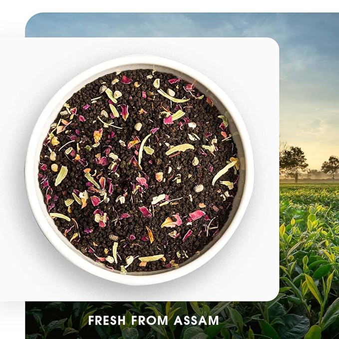 Teabox Kashmiri Kesar Gulab Masala Chai 250 Grams | From The Everlasting Beauty Of The Kashmir Valley | Tea Mixed With The World's Rarest Saffron &amp Light Scented Roses