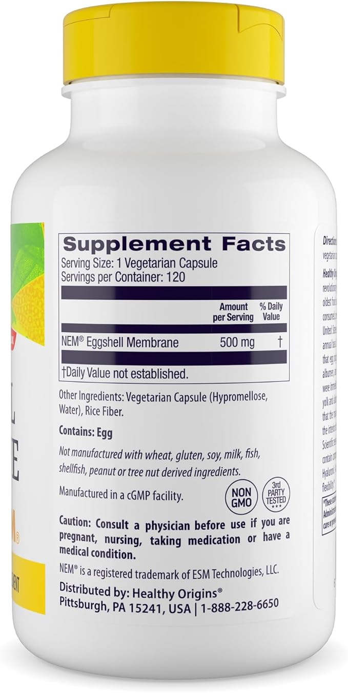 Healthy Origins Eggshell Membrane 500 mg (NEM Non-GMO Gluten Free Joint Support) 120 Veggie Caps