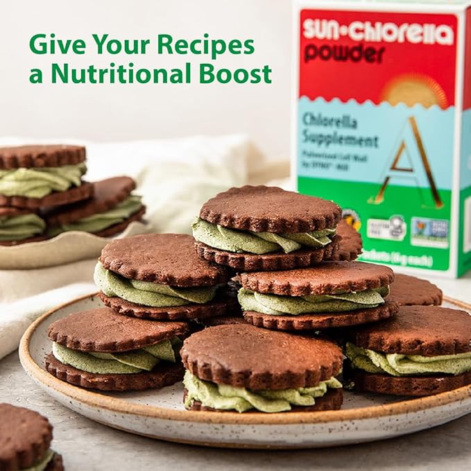 Sun Chlorella Powder Green Algae Superfood Supplement Supports Whole Body Wellness Immune Defense Gut Health &amp Natural Energy Boost - Chlorophyll B12 Protein Non-GMO - 30 Packets