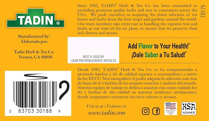Tadin Turmeric Mango Ginger Tea Contains Caffeine Best as Hot Tea Contains Black Tea 24 Tea Bags Per Box Pack of 6