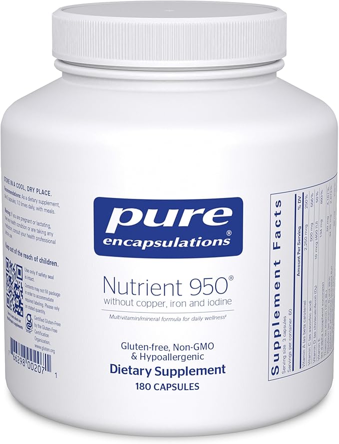 Pure Encapsulations Nutrient 950 Without Copper Iron &amp Iodine | Antioxidant Multivitamin and Mineral Supplement to Support Optimal Health and Physiological Functions* | 180 Capsules