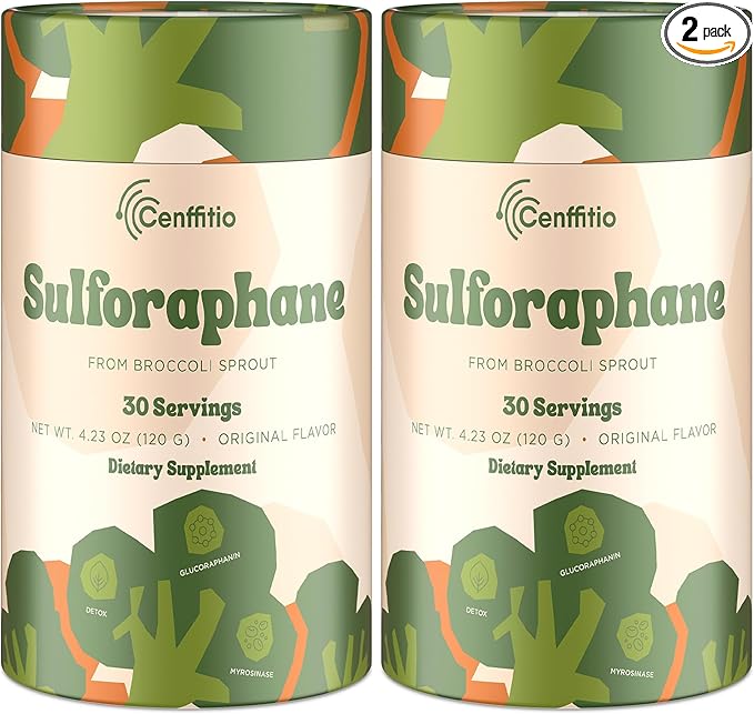 Sulforaphane Supplement from Broccoli Sprouts | NRF2 Activation Antioxidant &amp Detox Support | Broccoli Sprout Powder for Myrosinase and Glucoraphanin | Vegan High Absorption | 60 Servings