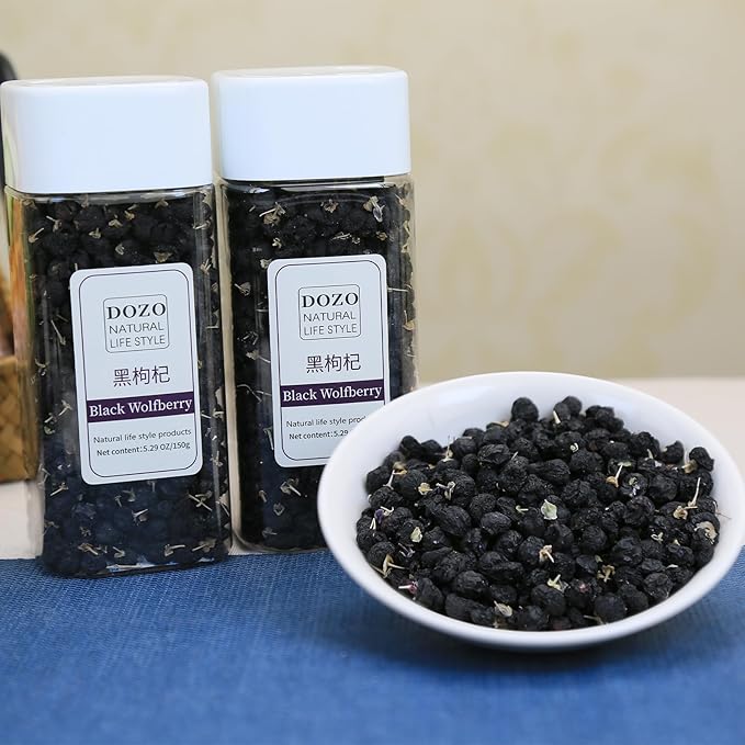 DOZO Black Goji Berry Black Wolfberry Dried Goji Berries Fruit Wild Natural Gogi Berry Tea Fruit Anthocyanin Non-GMO No Additives 10.5oz/300g 黑枸杞 野生黑枸杞