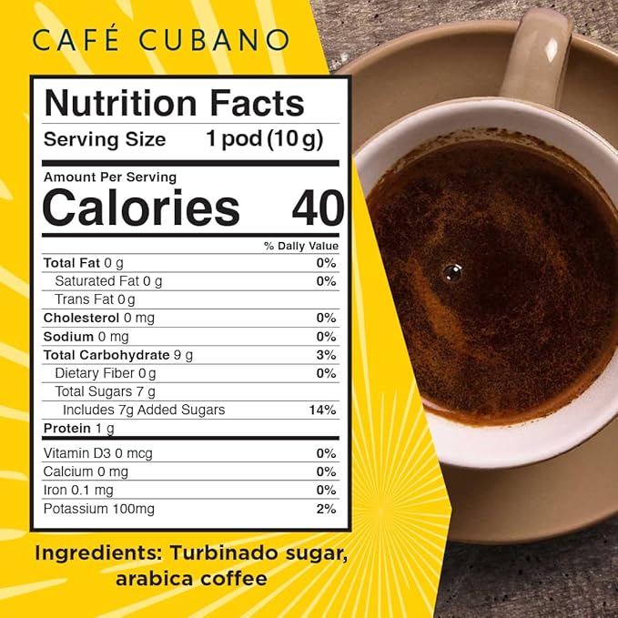 Oriente Sweetened Espresso Coffee Pods 50 ct Dark Roast Flavored Cuban Inspired Coffee in Single Serve Pods - 100% Arabica Coffee Compatible with Keurig K Cups Maker