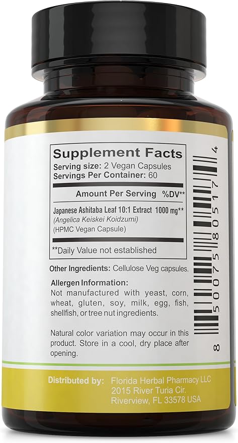 Florida Herbal Pharmacy Japanese Ashitaba Leaf Extract Capsules 10:1 (120 Capsules) Two Months Supply