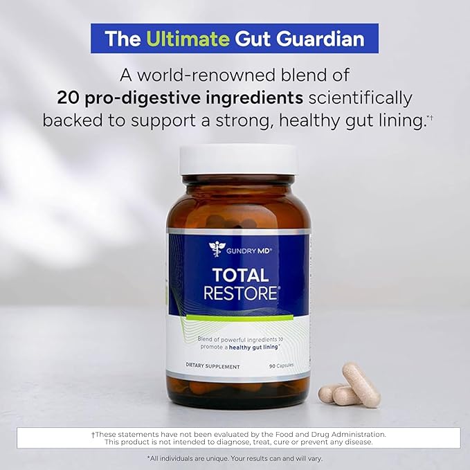 Gundry MD Total Restore Gut Lining Support Digestive Supplement for Gastrointestinal Wellness Gut Health Supplement Gut Health for Women and Men 90 Capsules (3)