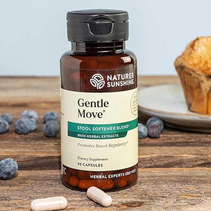 Nature's Sunshine Gentle Move: Experience Daily Digestive Support and Natural Constipation Relief with Natural Fiber for Soft Stools &amp Regularity 90 Capsules (Pack of 2)