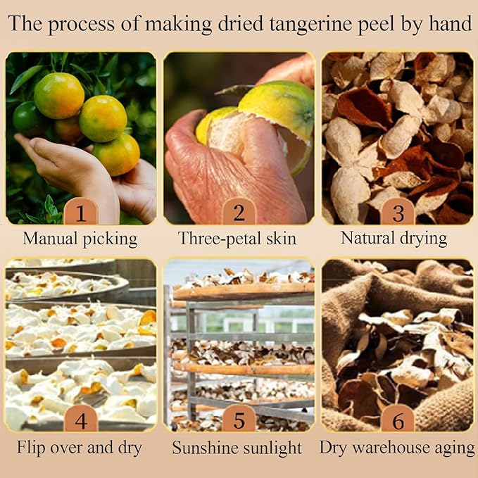 Shengmingxi Dried Tangerine Peel Chenpi Tea Orange Peel Dried Citrus Peel Mandarin Peel 5 Years Aged 陈皮 新会陈皮 陳皮 50g/1.76oz