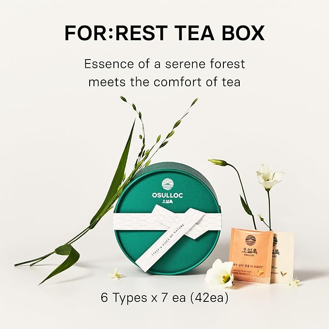 OSULLOC For:rest Tea Box (36 Count 6 Types x 6ea) Exquisite &amp Unique Gift idea For Tea Lover Variety Gift Box Sampler 6 Unique Blended tea from Jeju Island