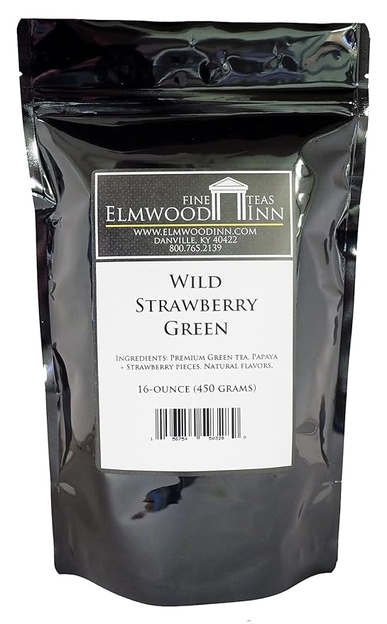 Elmwood Inn Fine Teas Wild Strawberry Green Tea 16-Ounce Pounches