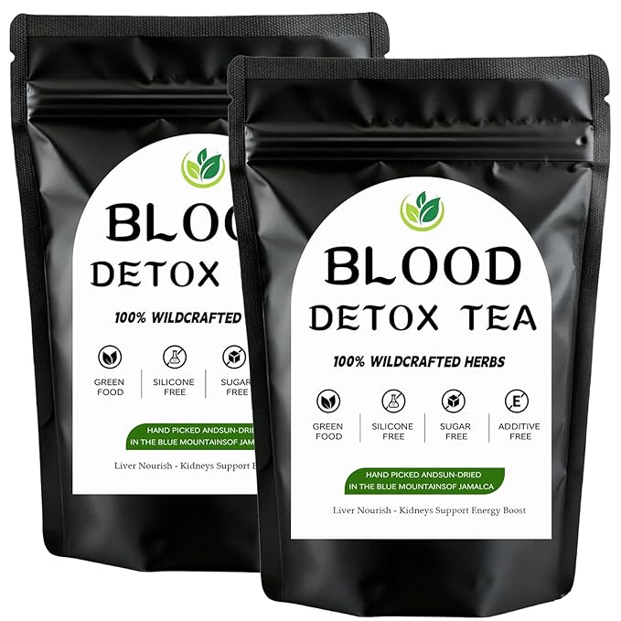 Jamaican Garden Blood Detox Tea 100% Wildcrafted Herbs with Guaco Burdock Root Oregano Cinnamon Moringa Hand Picked and Sun-Dried in the Blue Mountains of Jamalca Gentle For Daily Use (2pcs)