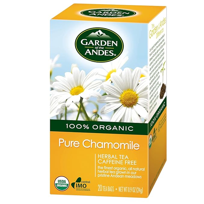 Garden of the Andes Herbal Organic Decaf Chamomile Hot Tea Bags 0.9 oz 20 Tea Bag Count (Pack of 3 Boxes)