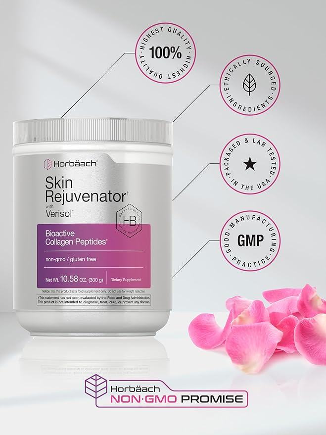 Horbäach Skin Rejuvenator with Verisol 10.58 oz | Bioactive Collagen Peptide Powder | Types I and III | Non GMO Gluten Free Supplement