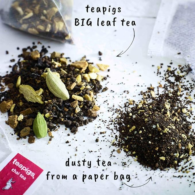 Teapigs Chai Tea Bags Made With Whole Leaves bold flavor natural ingredients (1 Pack of 50 Teabags)