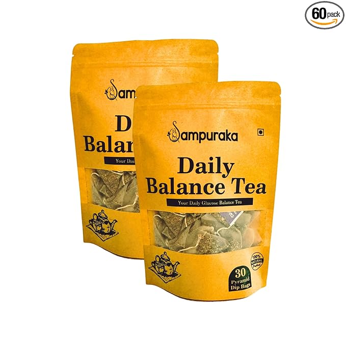 Daily Balance Tea - Natural Herbal Tea with Moringa Gymnema Jamun seeds Cassia Fenugreek Guava leaves Cinnamon - 30 Pyramid bags (2)
