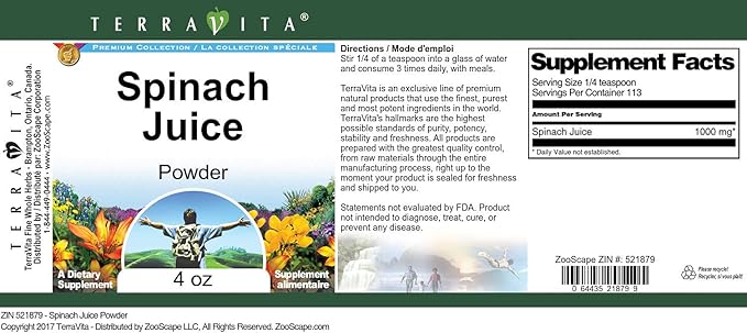 Spinach Juice Powder (4 oz ZIN: 521879)