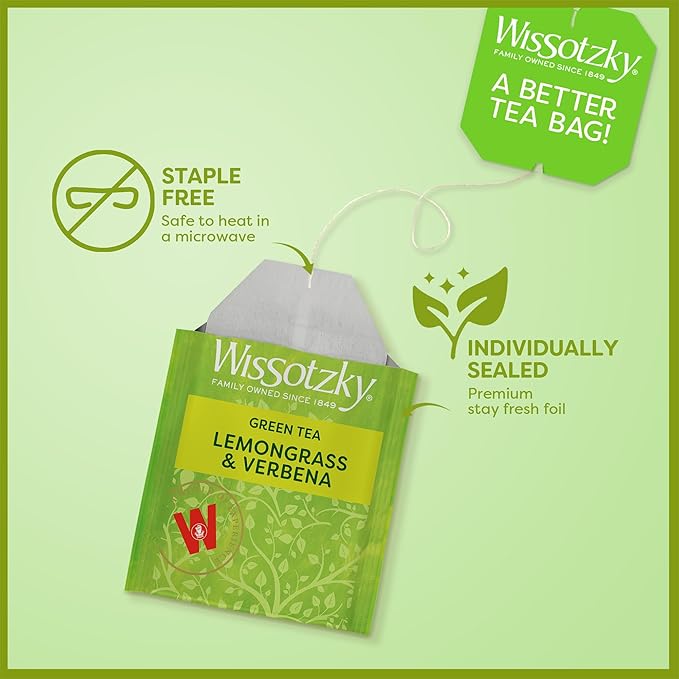 Wissotzky Lemongrass &amp Verbena Green Tea (6 Pack - 120 Tea Bags) | Soothing Aroma | Antioxidant Rich | Refreshing Green Tea Bags